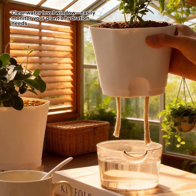 Indoor hydroponic planter with succulents and water reservoir