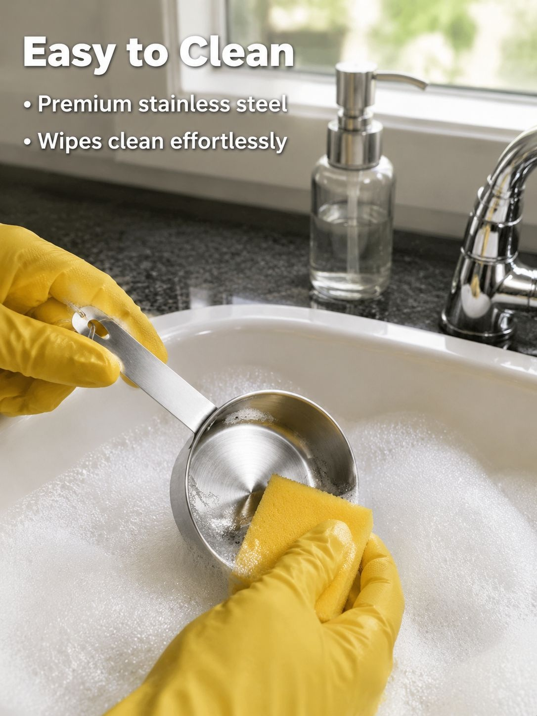 Rust-resistant measuring cups and spoons set