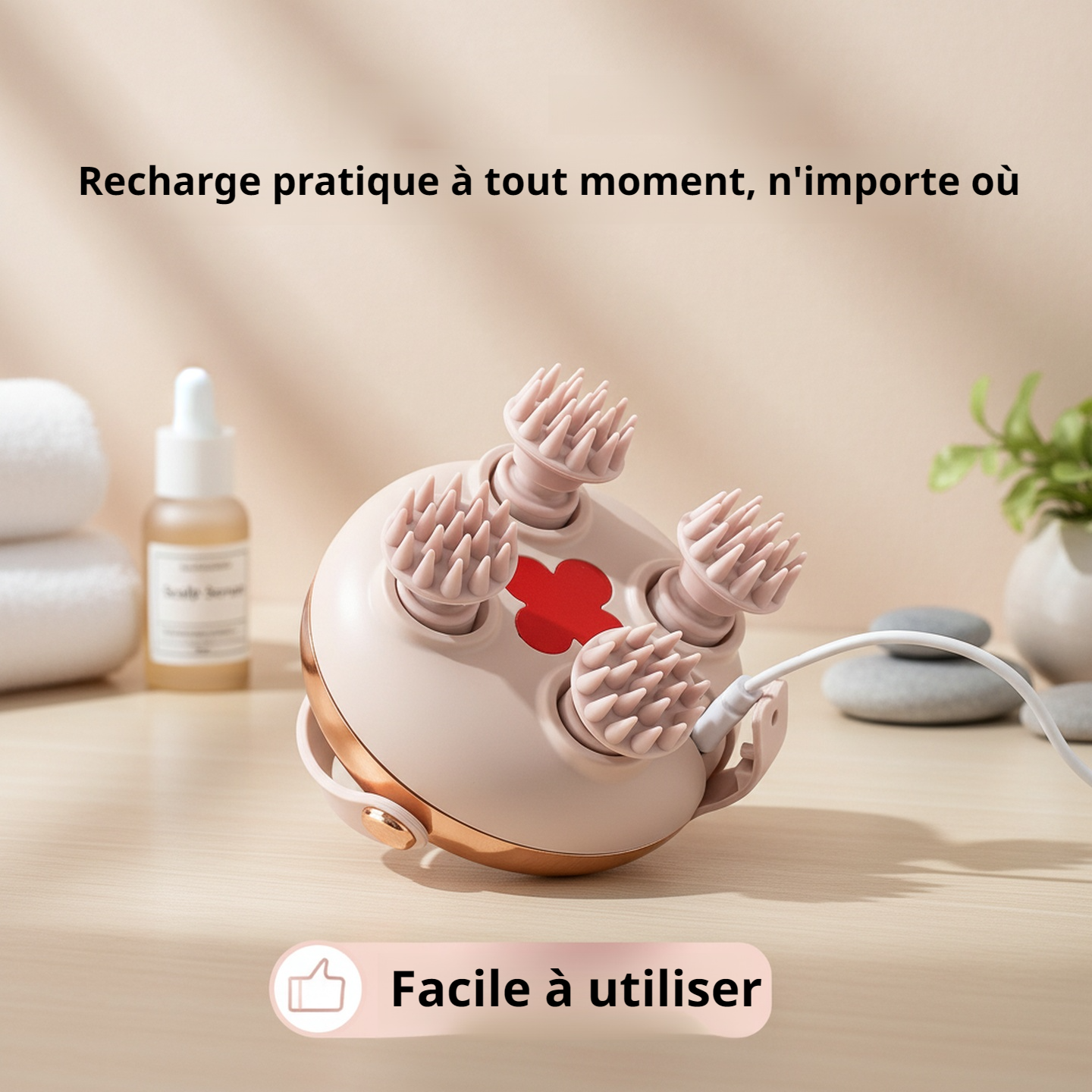 Massageur de tête sans fil intelligent, chauffage par lumière rouge, mini masseur électrique