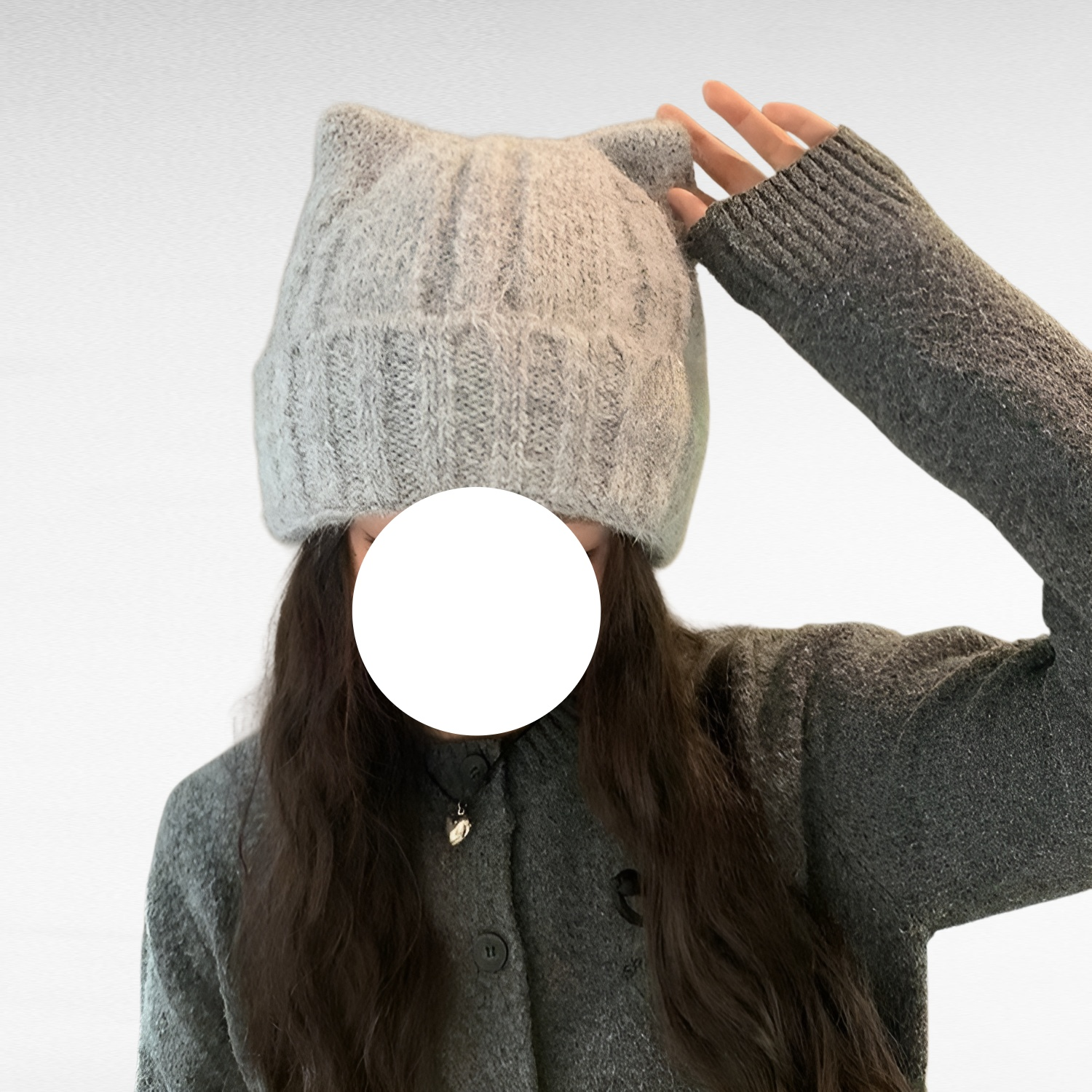 여성용 고양이 귀 니트 모자 4가지 색상 겨울 방한 귀여운 울모자 얼굴형 보정