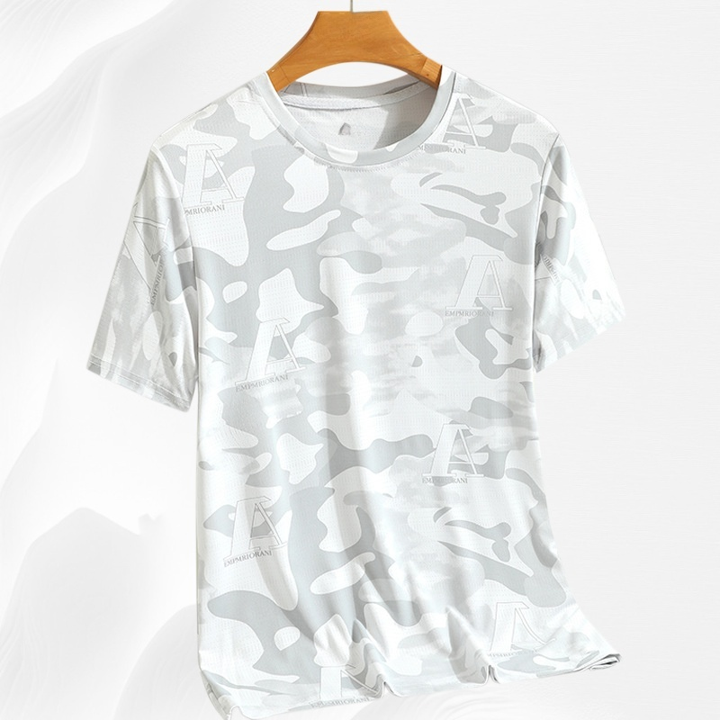  เสื้อยืดผู้ชายฤดูร้อน ผ้าเย็นแห้งเร็ว ทรงหลวม คุณภาพดี