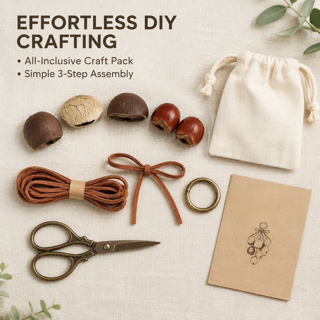 Natural Nut Shell Wind Chime DIY Kit Plant Seed Sound Therapy Rattle Bag Charm