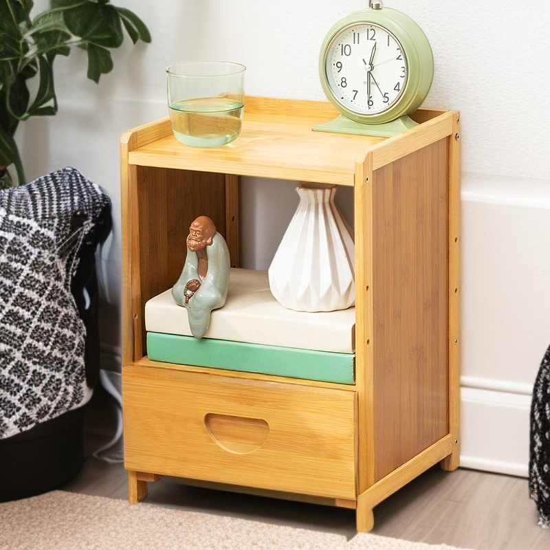 シンプル小型木製ベッドサイド収納キャビネット 寝室ベッド横キャビネット