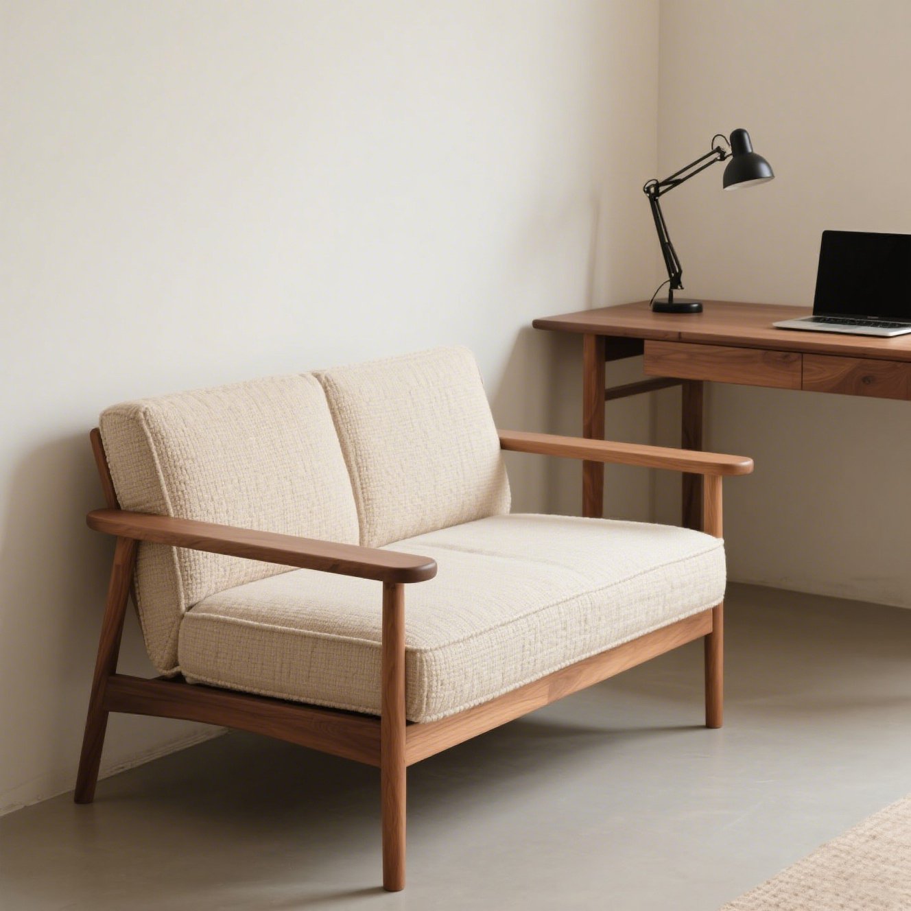 布と木のナチュラルソファ