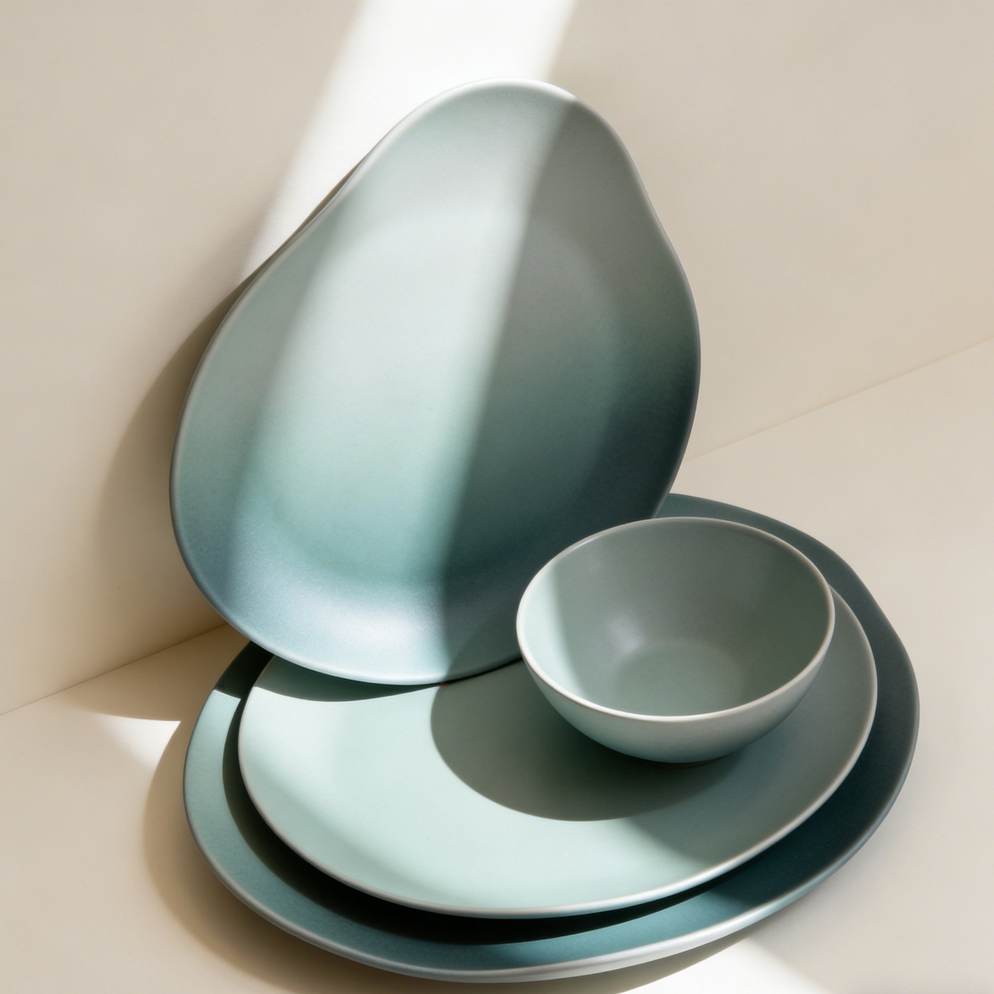 セラミックボウル＆プレート3点セット全体画像