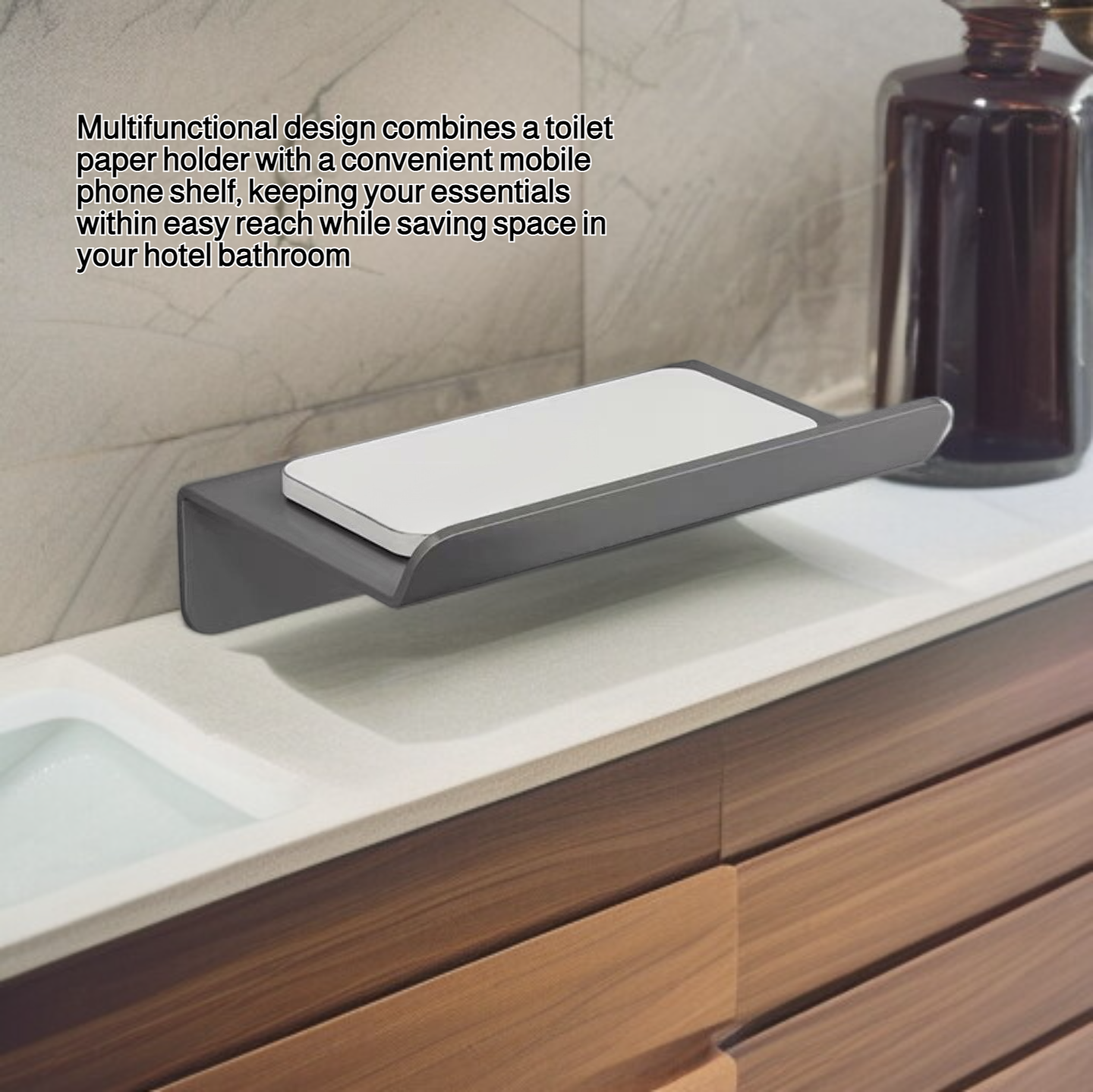 Hotel bathroom toilet paper holder mobile phone holder hand towel paper box toilet paper holder blac