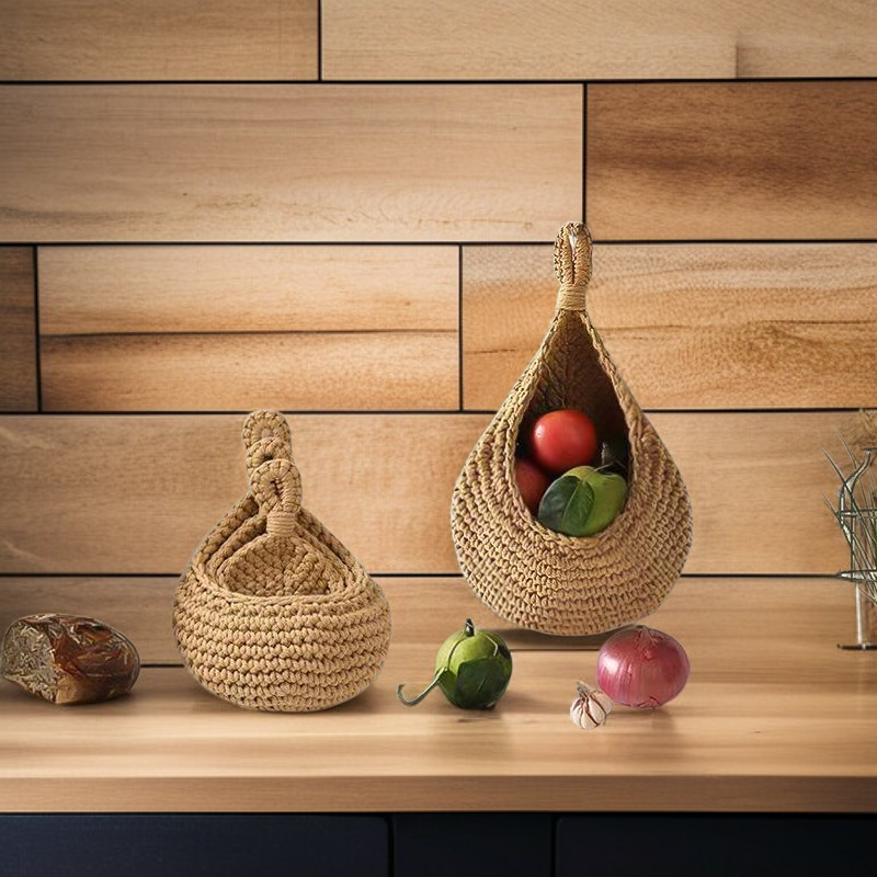 天然素材を使用したかぎ針編みバスケット