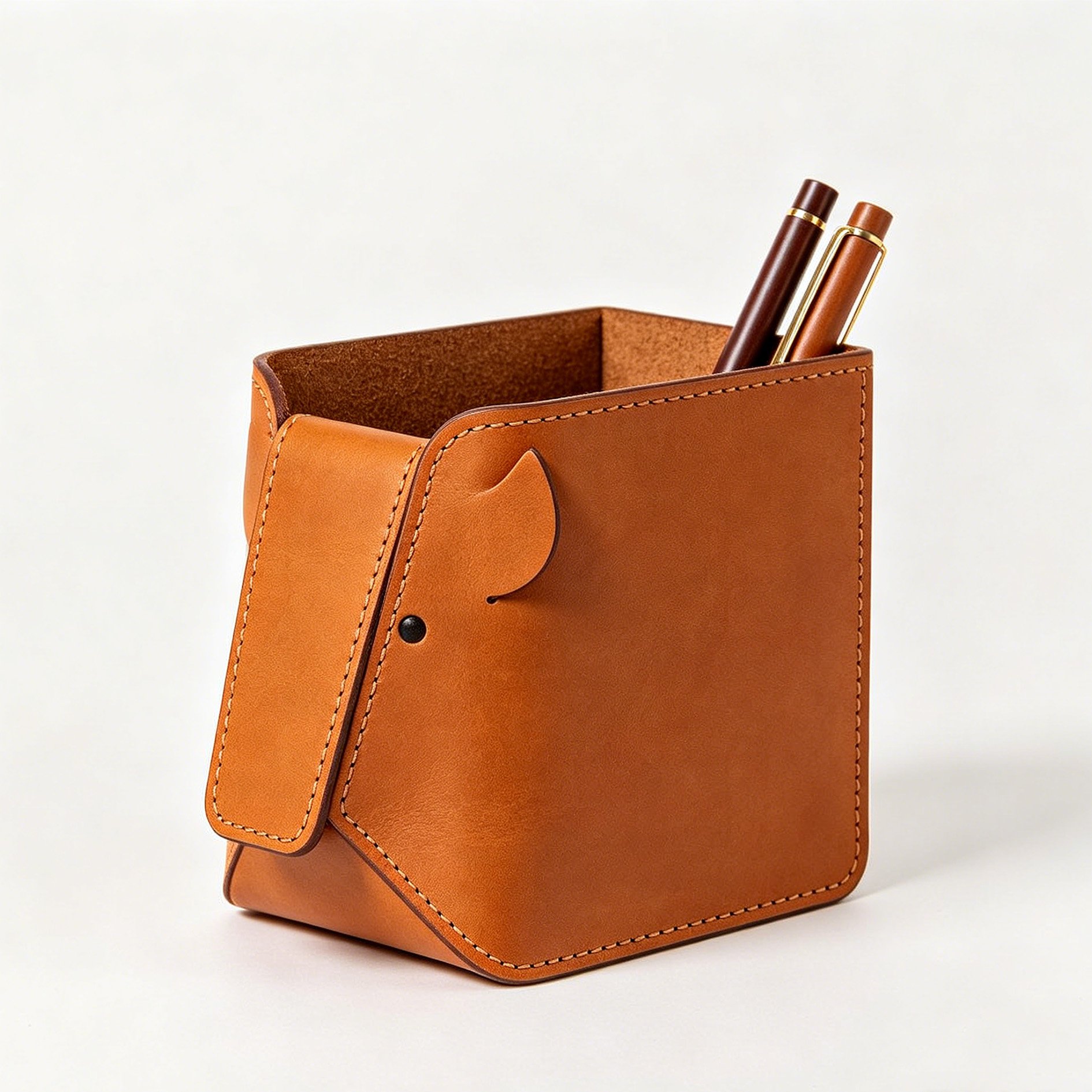 Schlichter Stiftehalter aus Leder (2er-Set)