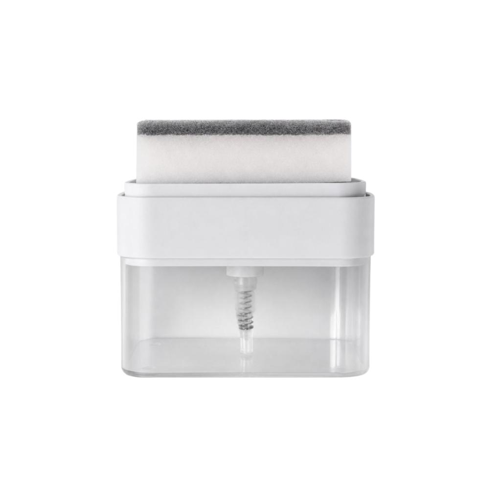 Kitchen Push Soap Box with Sponge and Draining Feature