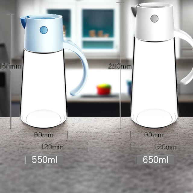 自動開閉ガラスオイルボトル キッチン家庭用容器 防水大型調味料ソース酢ビン