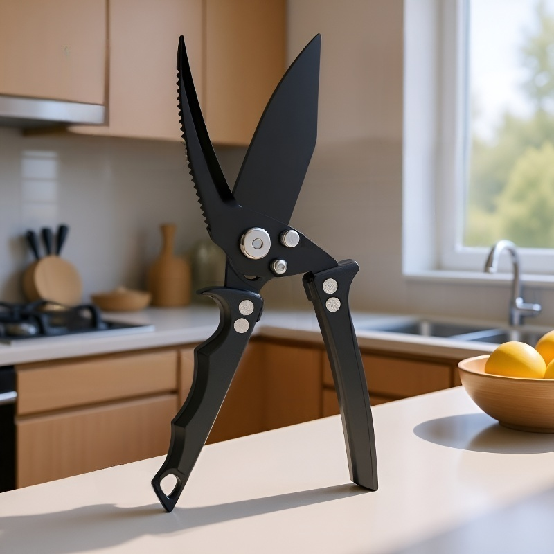 オールブラックの取り外し可能な鶏骨切りハサミ