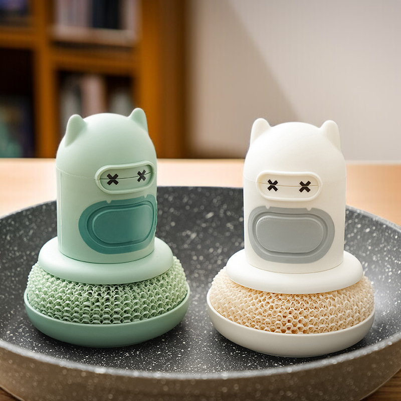 큐티 캐릭터 주방 청소 브러쉬 자동 액체 오염 제거 청소 브러쉬 냄비 브러쉬 펌프식 청소 브러쉬