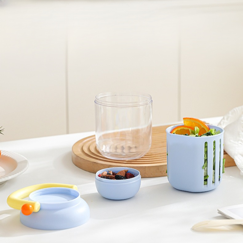 便攜式大容量雙層瀝水沙拉杯