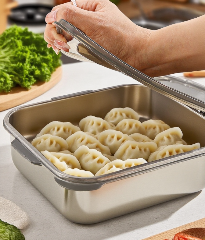 علبة حفظ طعام مقاومة للصدأ وسهلة التنظيف