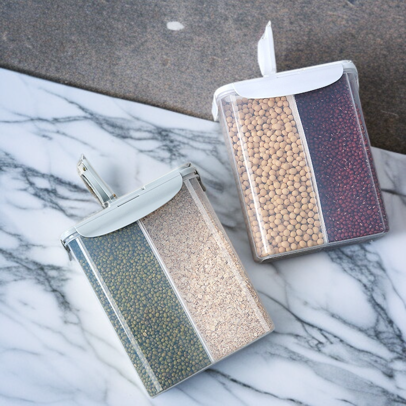 Cereal storage containers with easy-pour lids