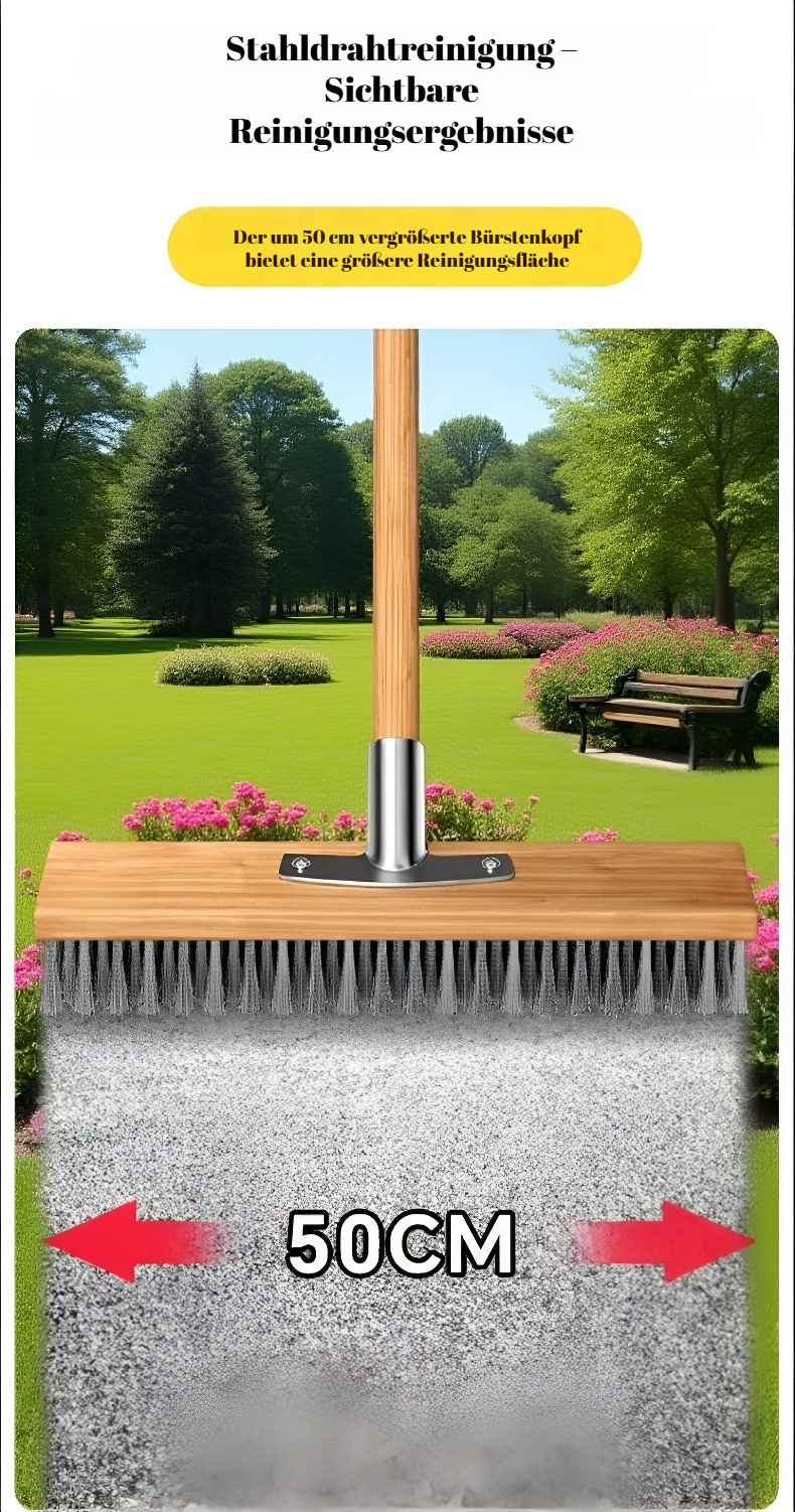 Großer Drahtbürstenkopf für effektive Bodenreinigung