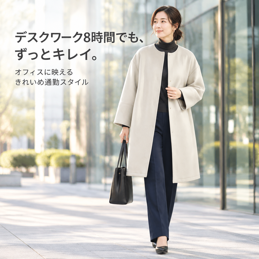 通勤スタイル無地レディースコート春秋冬
