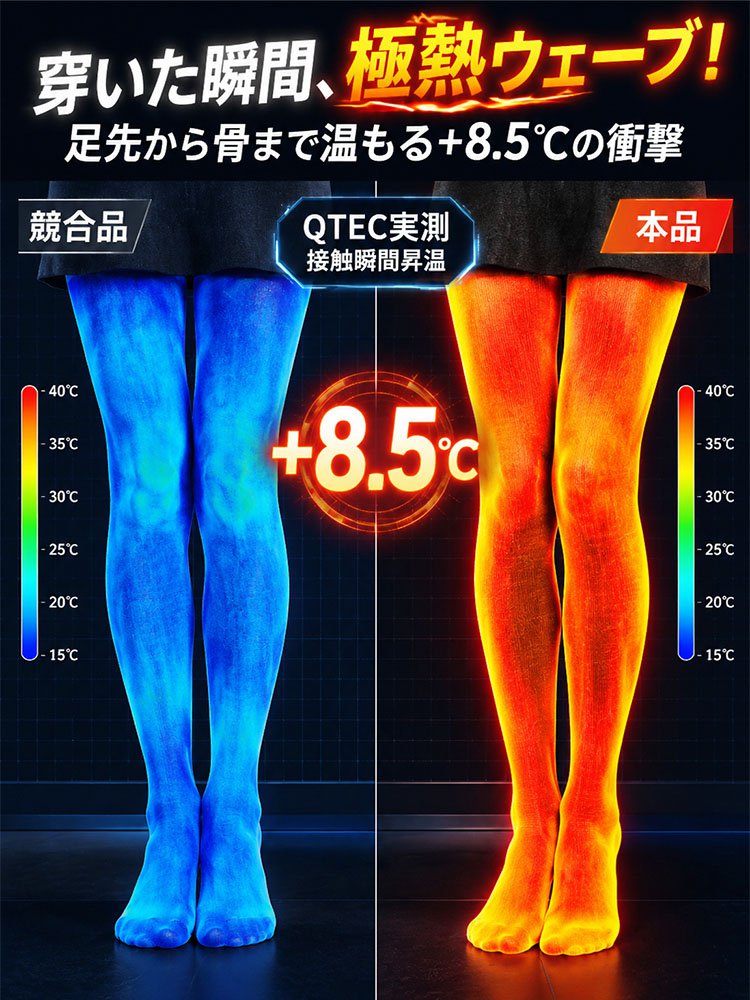 レディース 美脚着圧リブタイツ