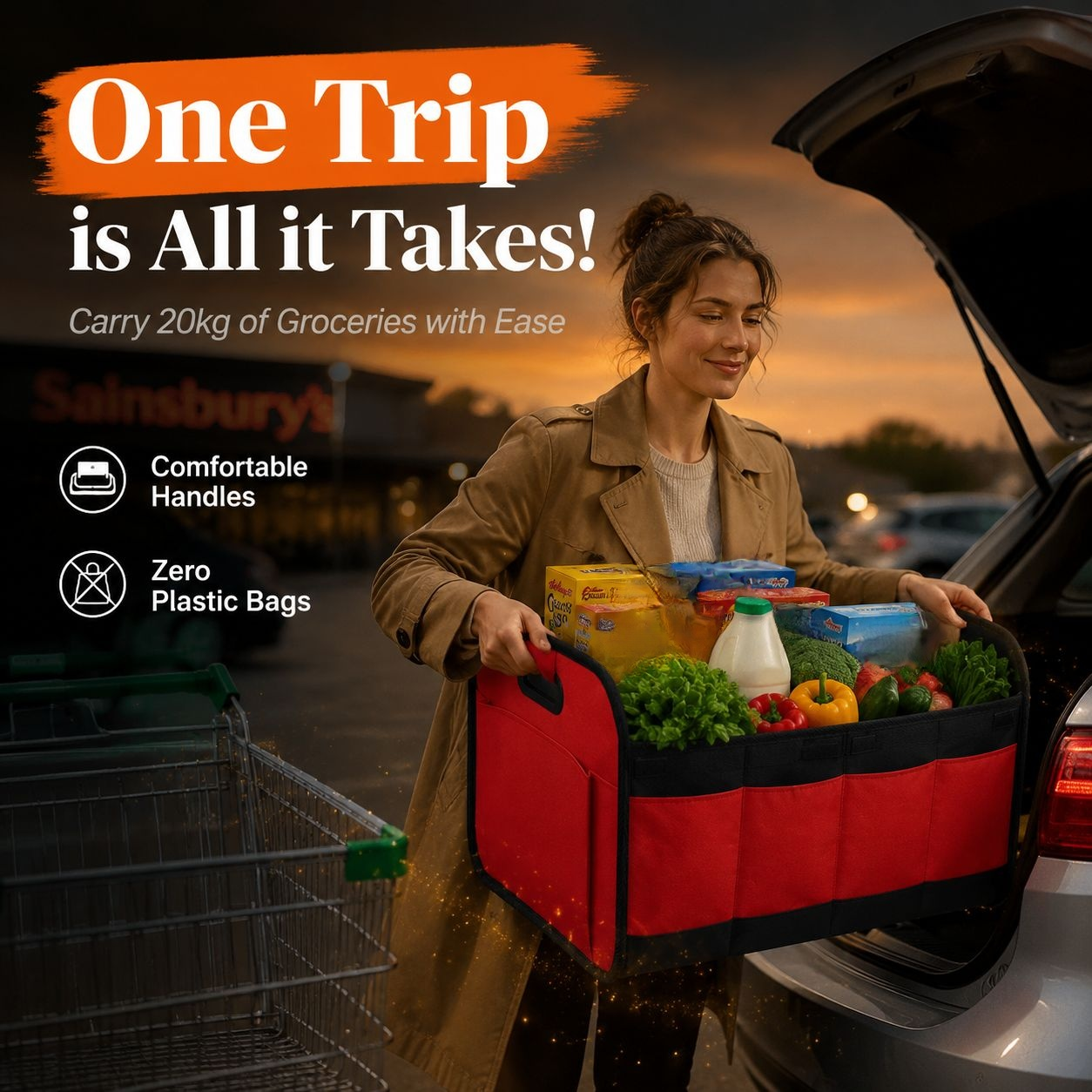 Multifunctional Foldable Car Storage Box, Convenient Compartment Organizer
