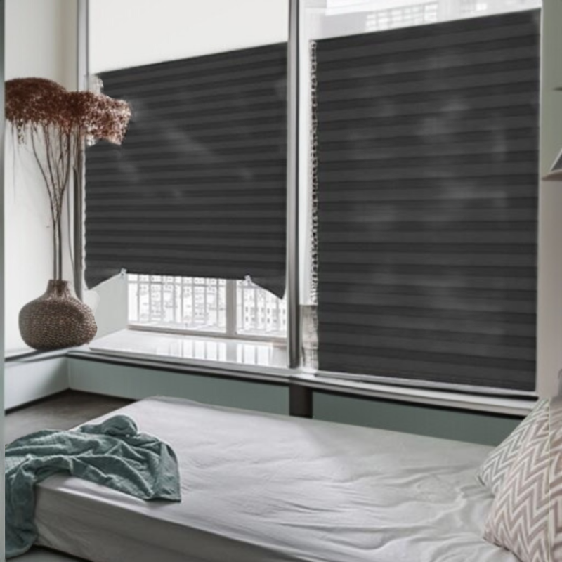 家庭用収納式自己粘着プリーツカーテン 遮光サンシェードベッドルームバスルームノーパンチカーテン