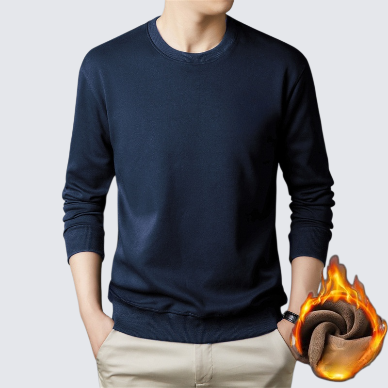 男士休閒圓領加絨長袖T恤