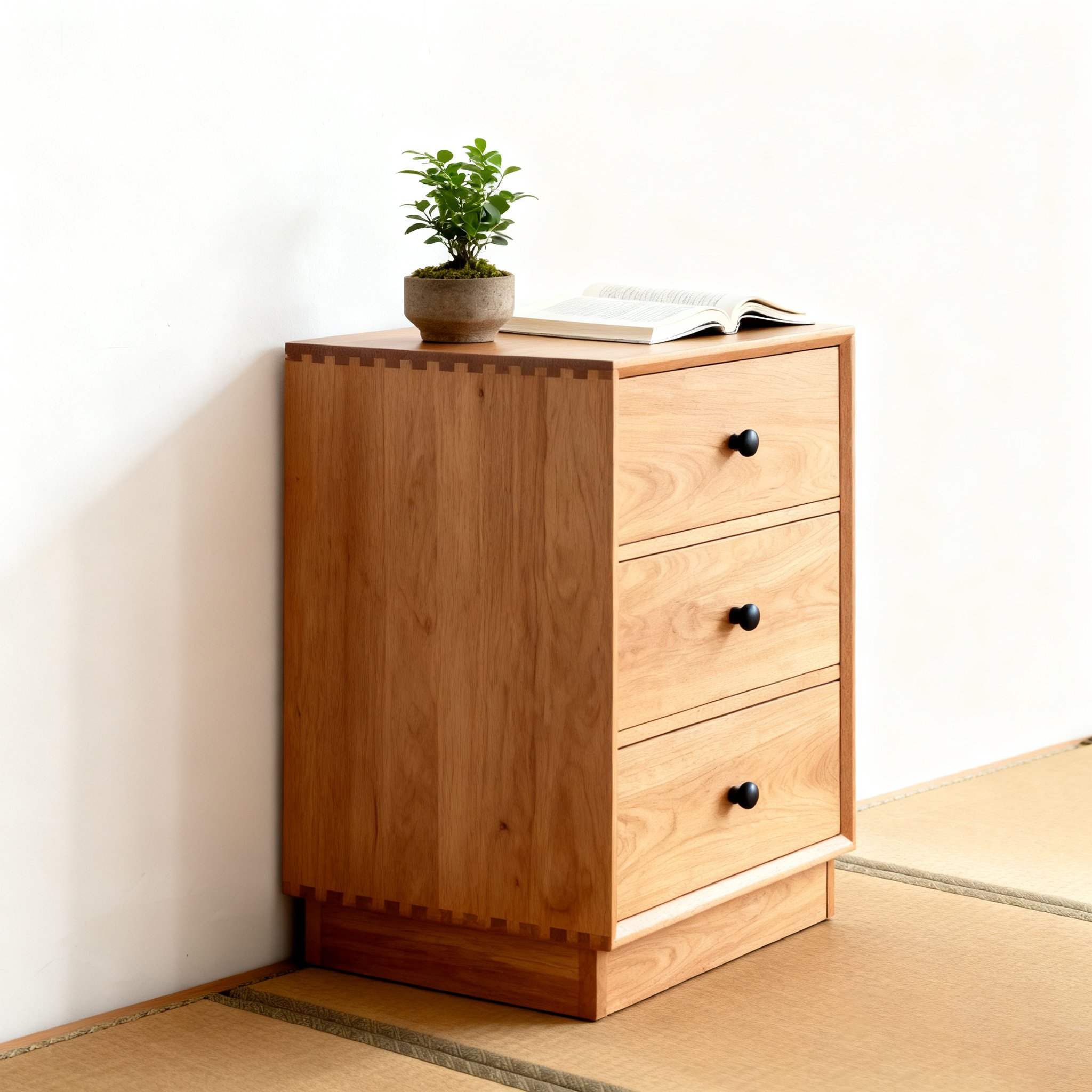 天然木製キャビネットの質感