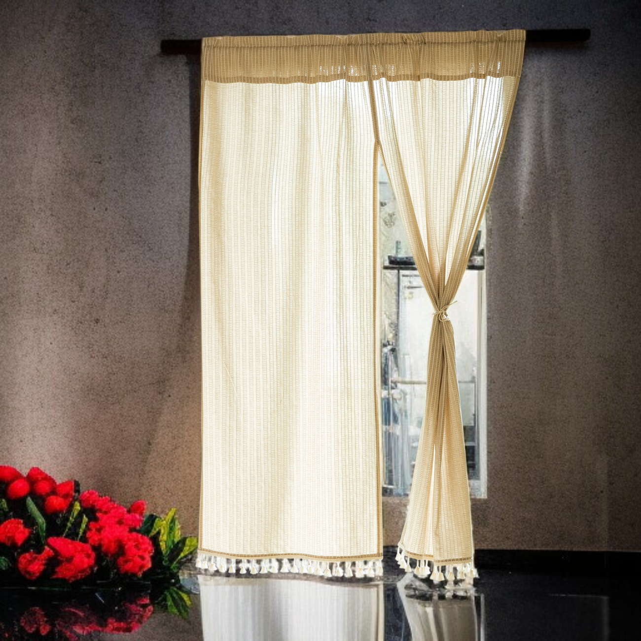 호텔 주방은 커튼이 반 칸막이 되어 있다 가림막 반커튼 주방 칸막이 문발