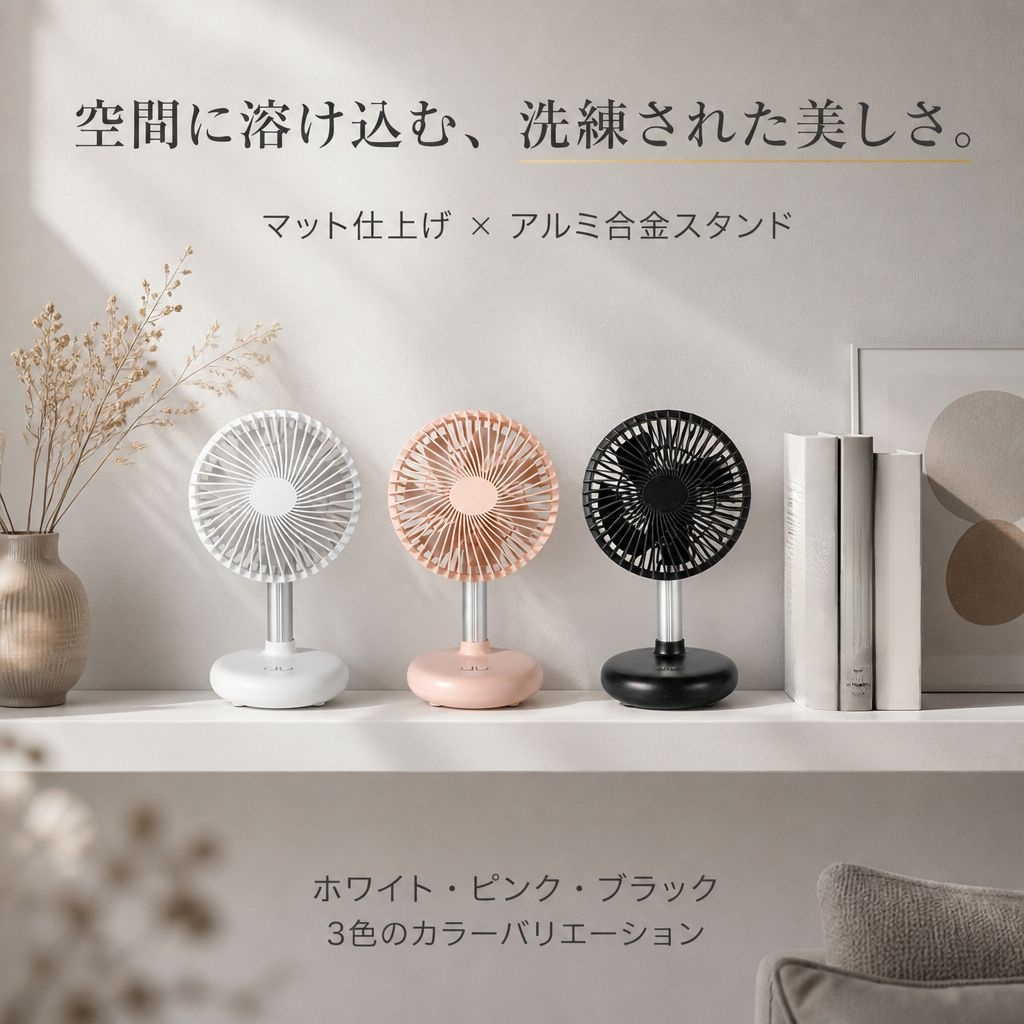 静音コンパクトデスクファン 携帯型ミニ扇風機