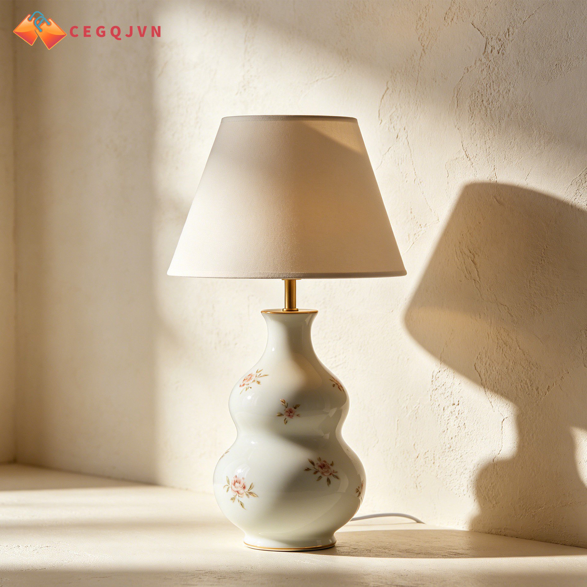 Set of two ceramic table lamps with modern design