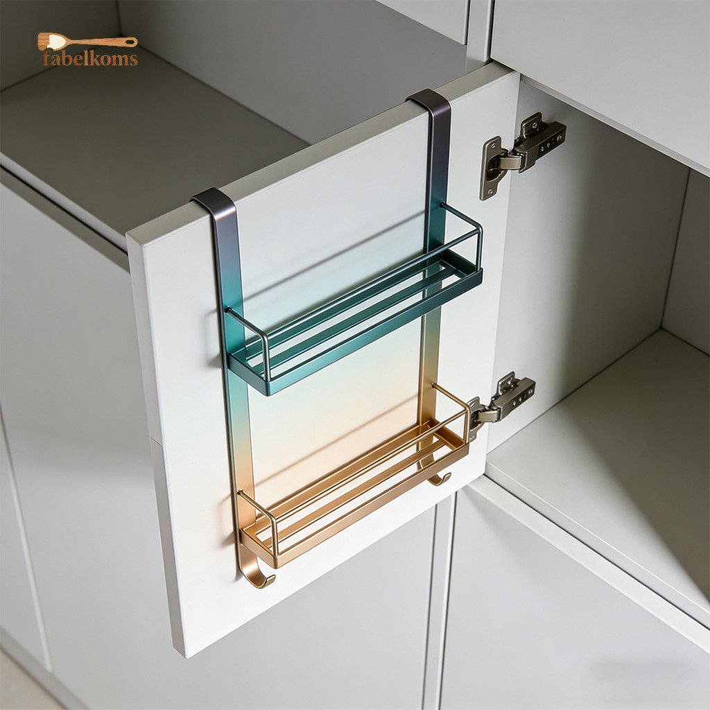 櫥櫃門內側免釘掛架安裝示意圖