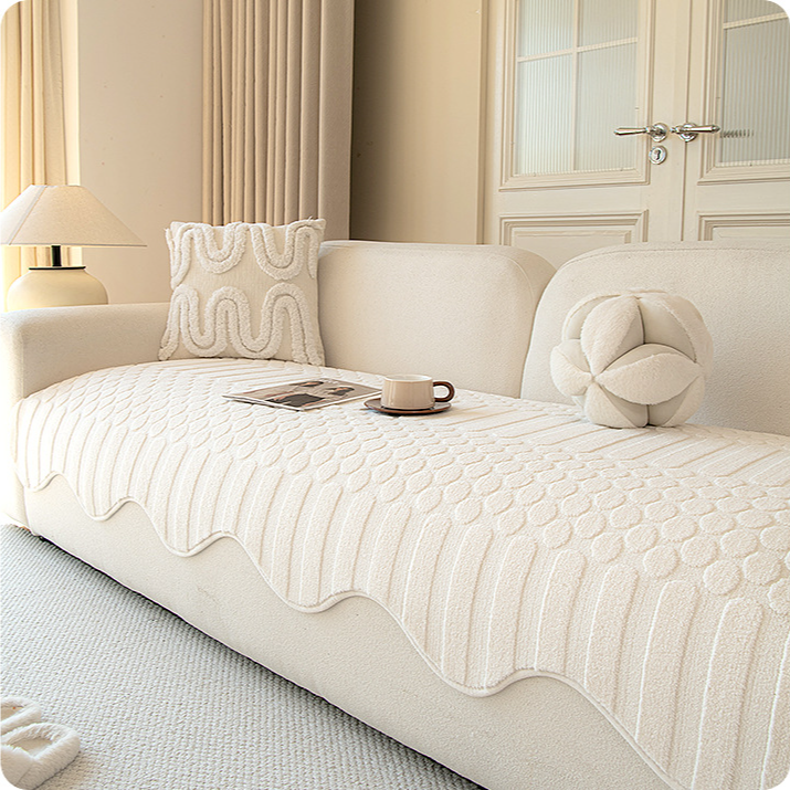 Plush Fleece Non-Slip Thickened Sofa Cushion Cover