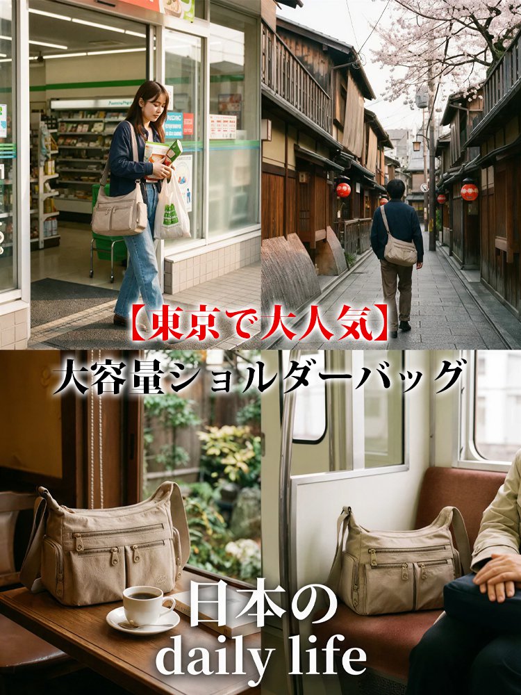 多層大容量ショルダーバッグ