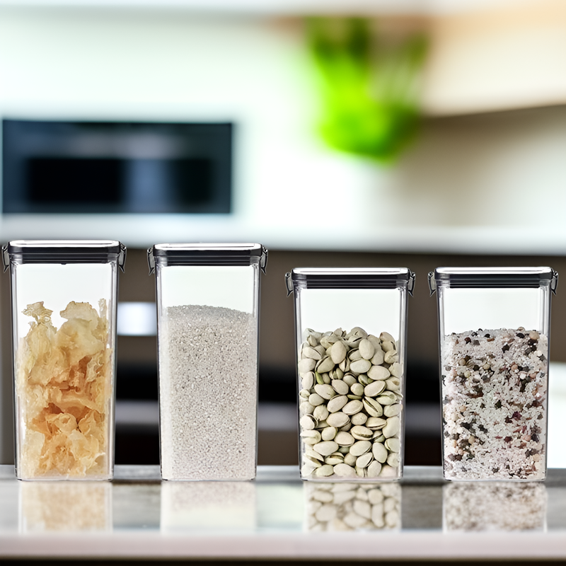 Kitchen Food Grade Transparent Storage Jar Sealed Plastic Grain Organizer Box