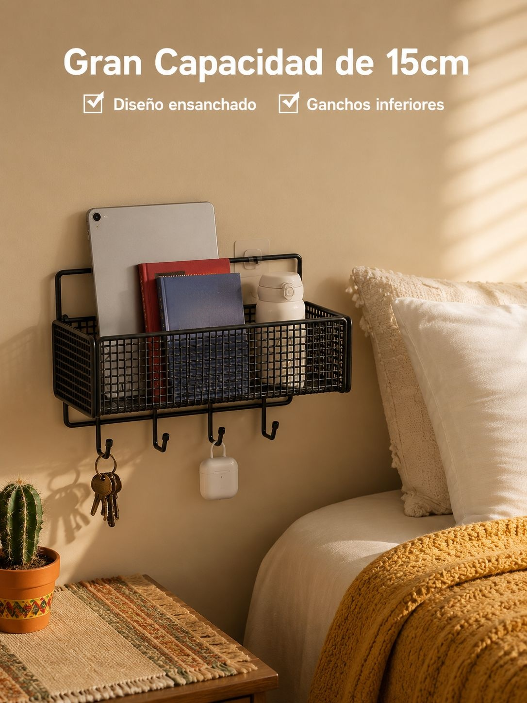 Organizador multifuncional para cabecera de cama