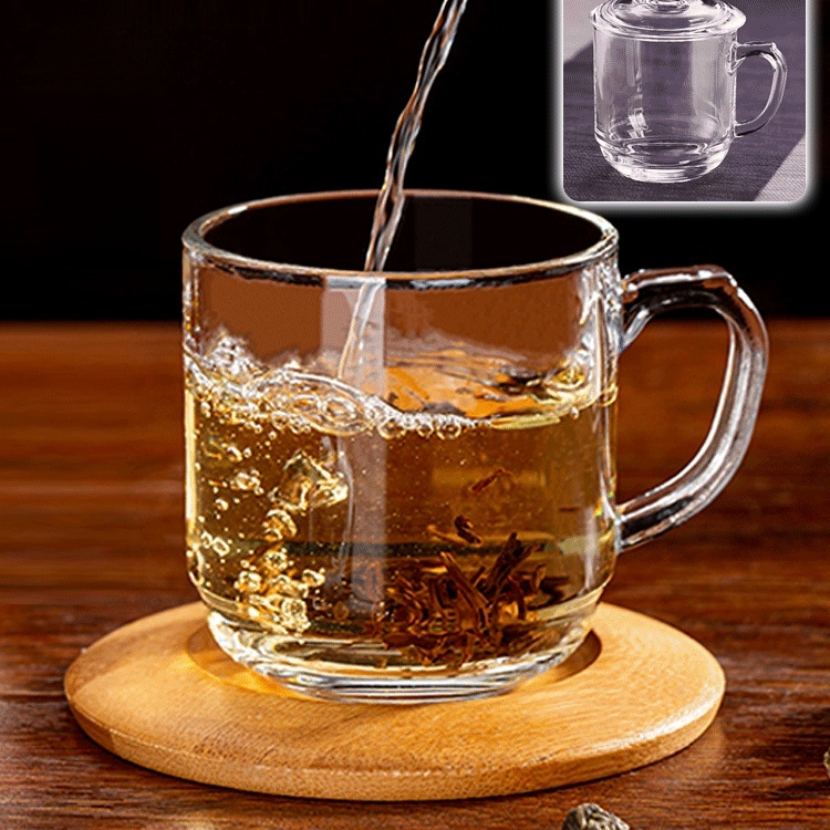 Household Anti-scald Glass Mug with Lid