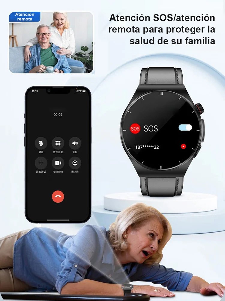  Reloj inteligente impermeable con medición de glucosa y frecuencia cardíaca