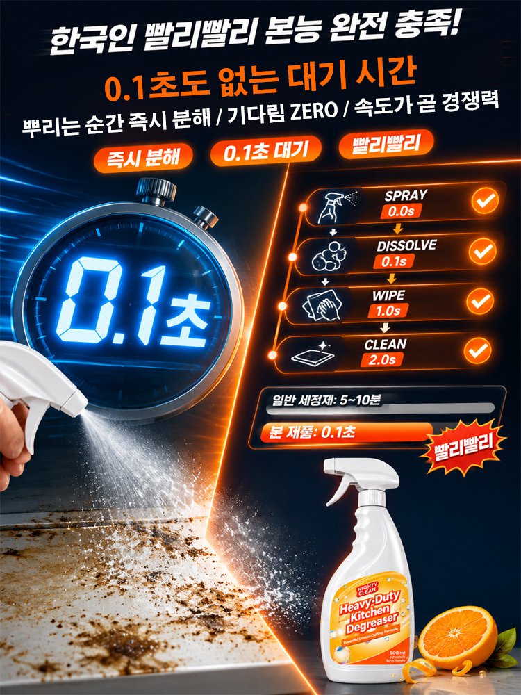 독일·한국 공동 개발 전방위 주방 기름때 분해 만능 스프레이