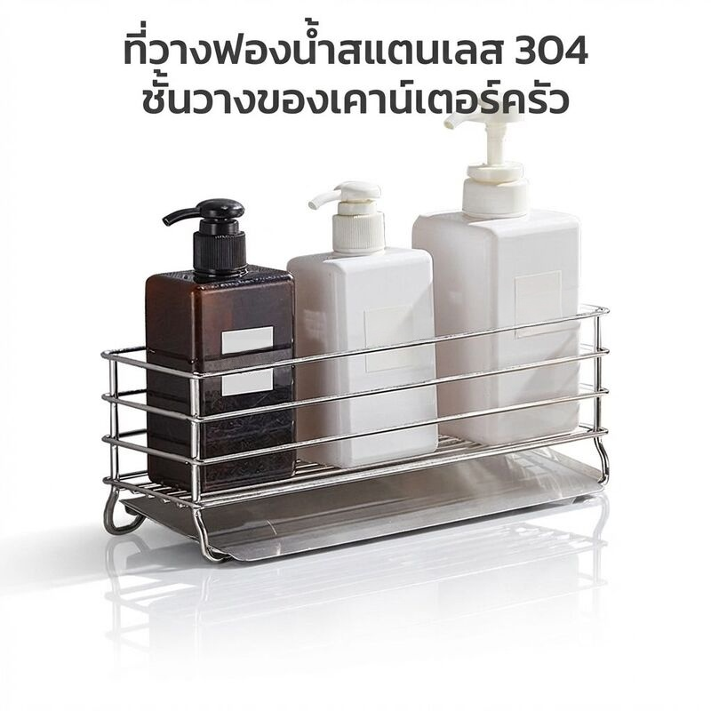 ที่วางฟองน้ำสแตนเลสทั้งตัวแบบกว้าง Nature Living + เครื่องจ่ายน้ำยาล้างจาน