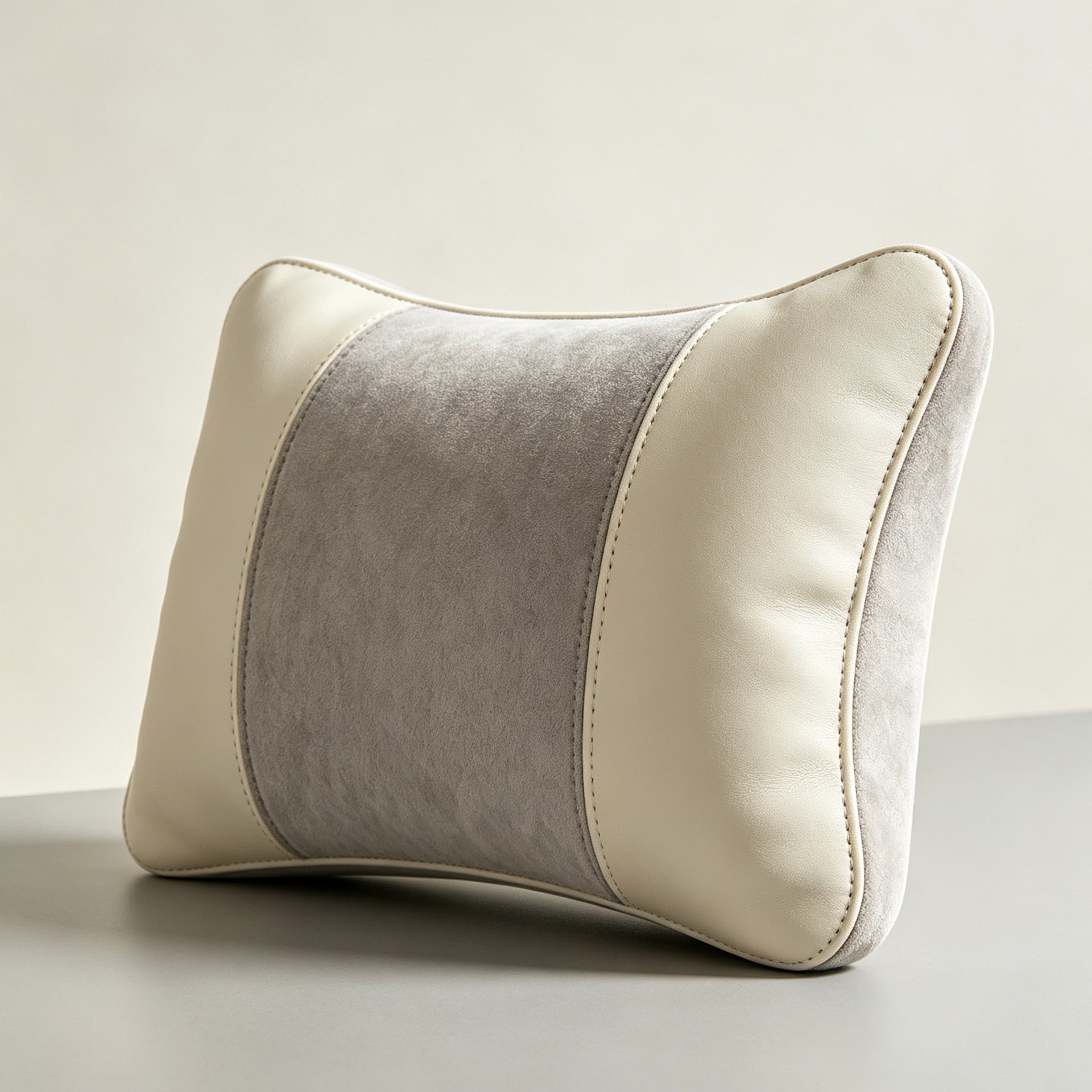 Close-up of comfortable neck pillow attached to car seat