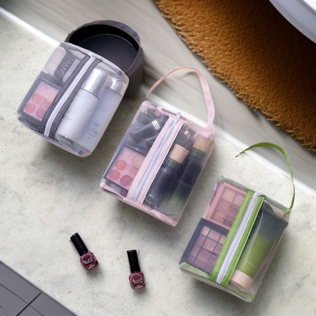 휴대용 투명 세면 파우치 수영장 여행 샤워백