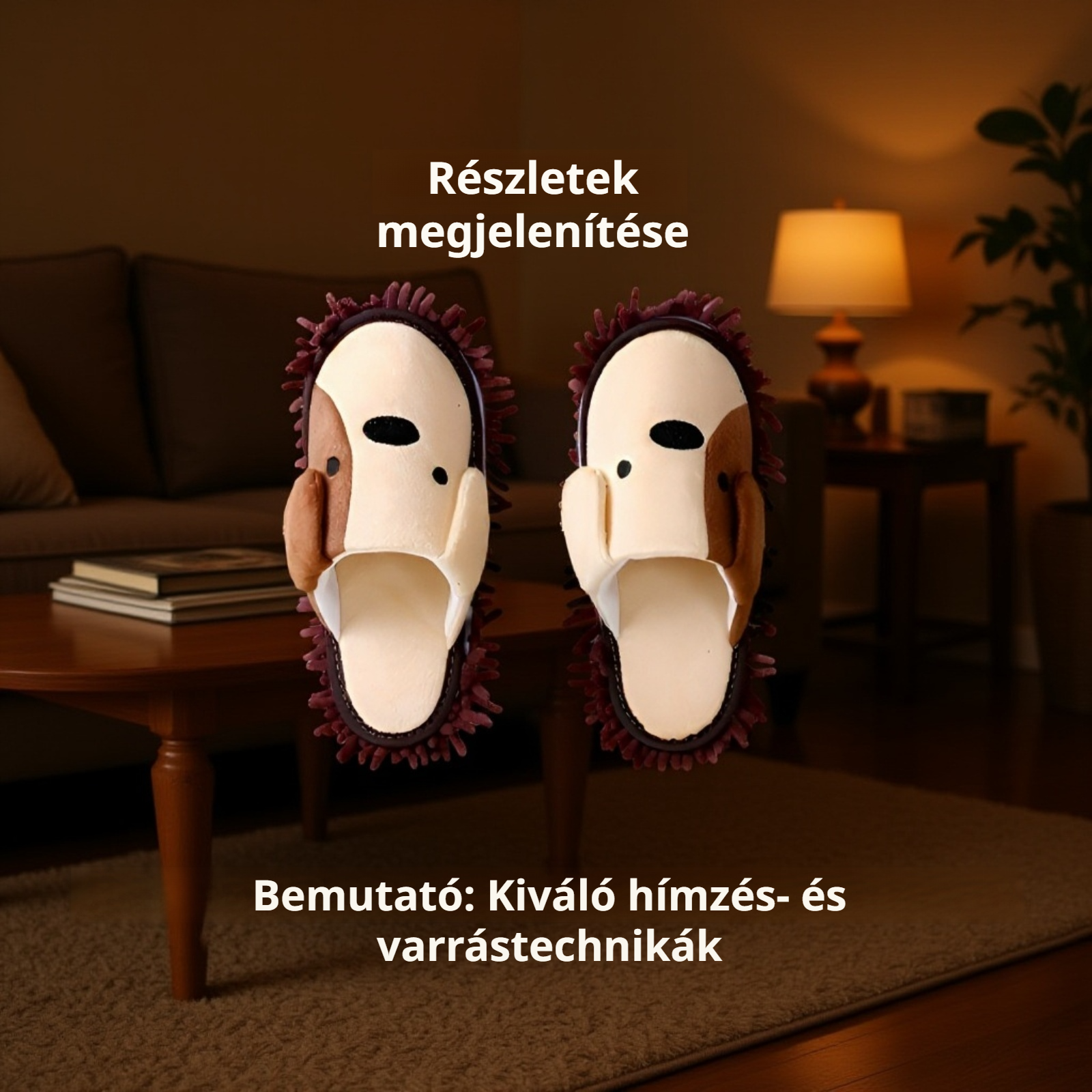 Téli, levehető, otthoni felmosó papucs, csendes beltéri használatra