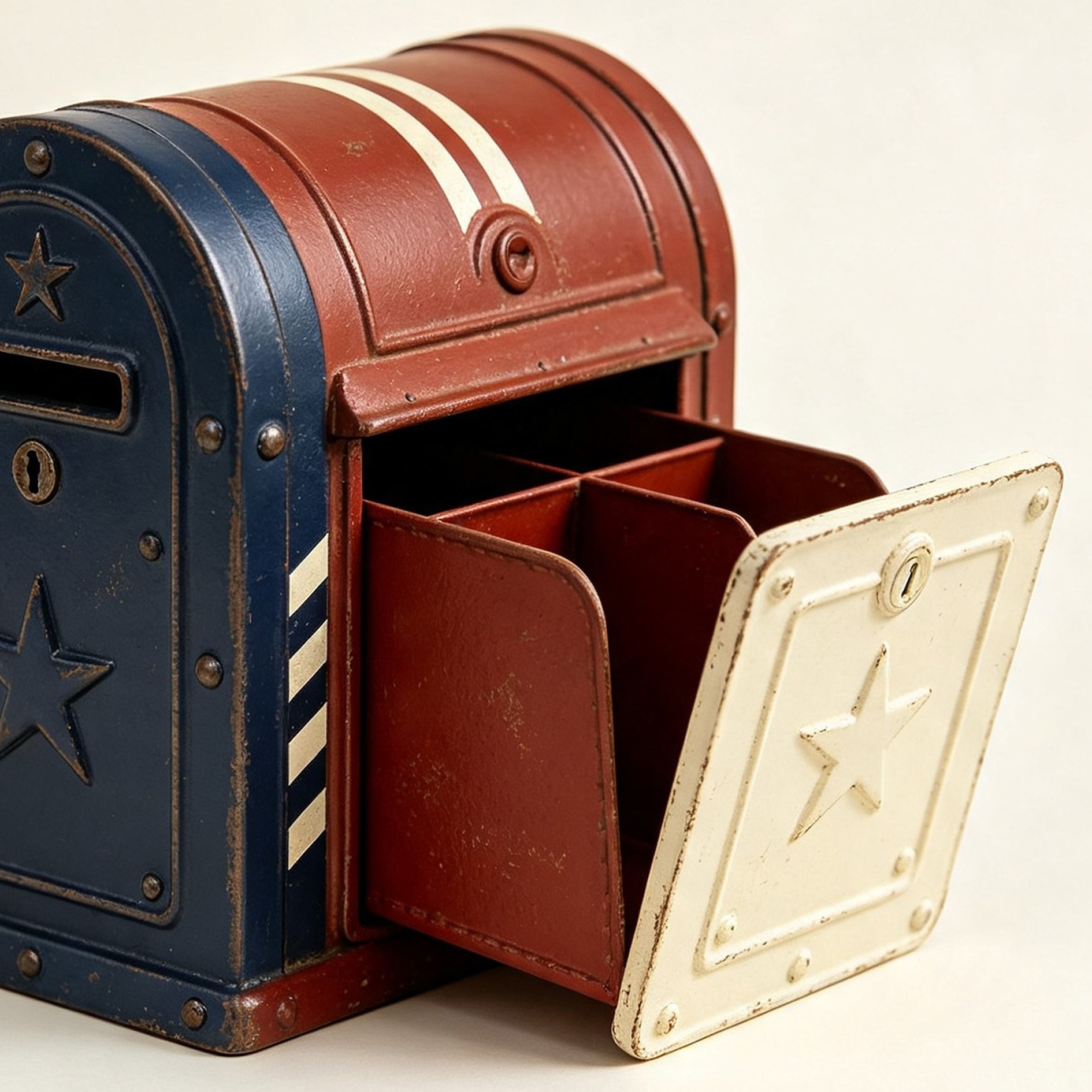 American-style star and stripe mailbox storage box