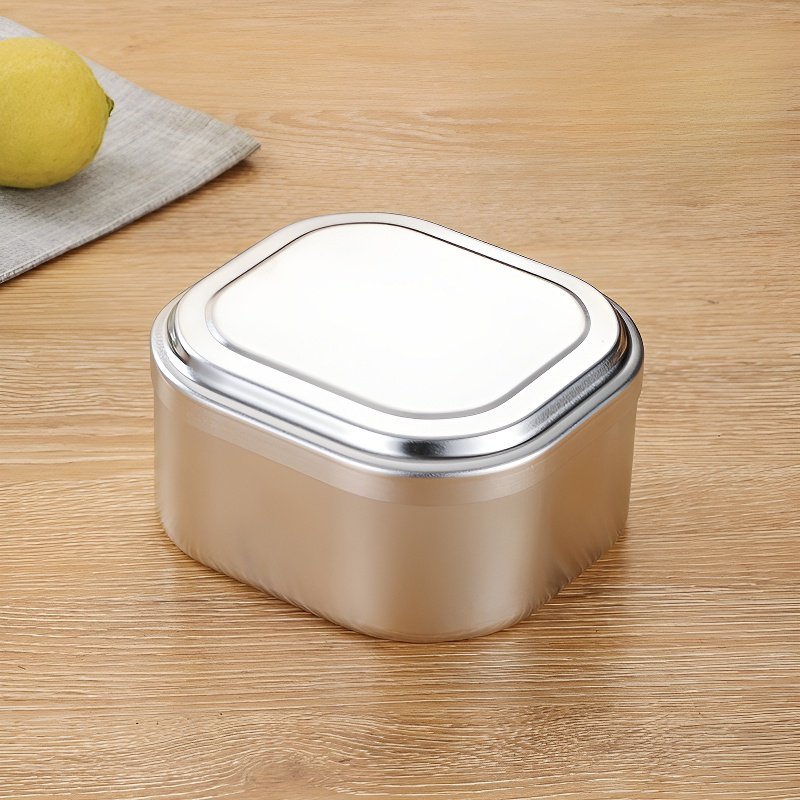 Pudełko na lunch w całości wykonane z aluminium, kwadratowe, z uchwytem