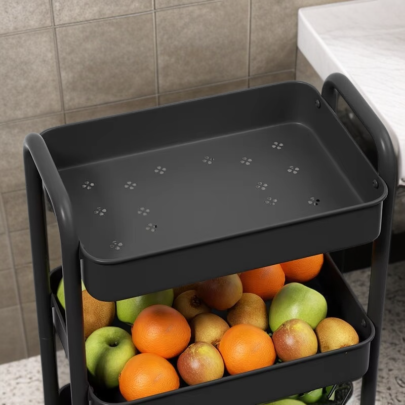 3段多機能収納ワゴン オフィス・キッチン用 キャスター付き