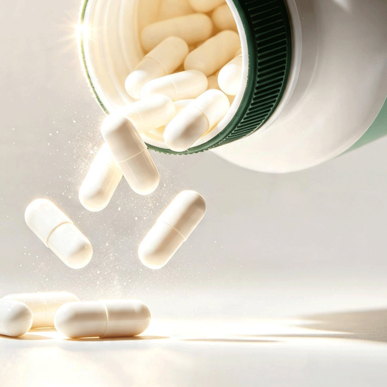 Energy Boost Capsules spilled on table