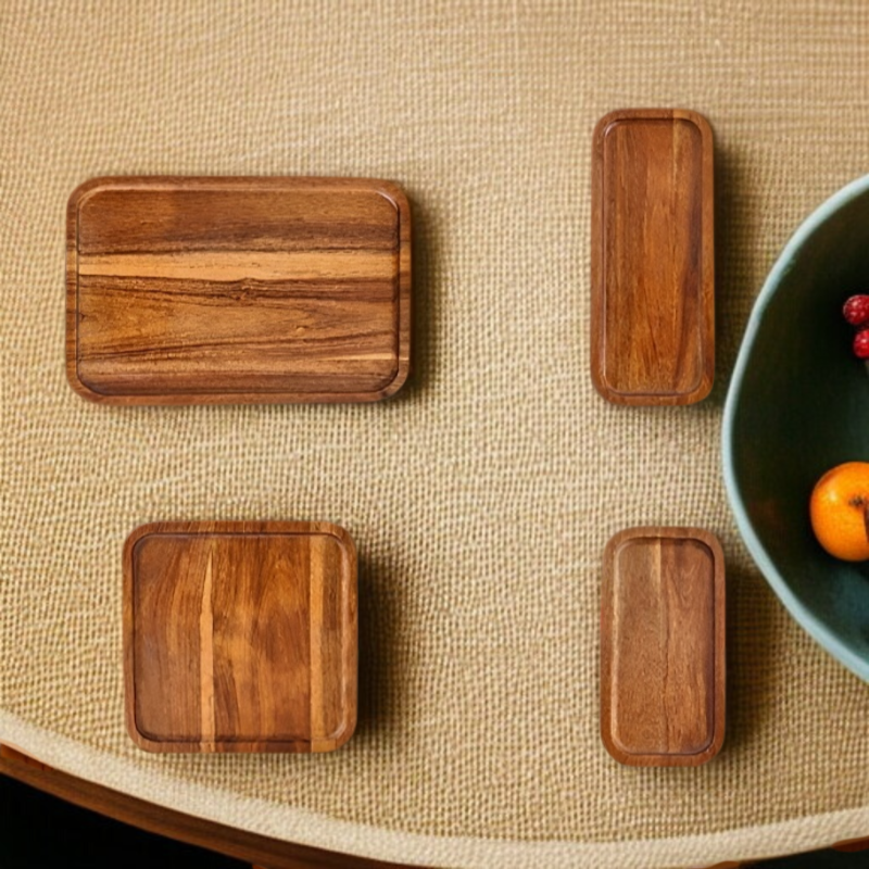 직사각형 나무 가정용 과자 트레이