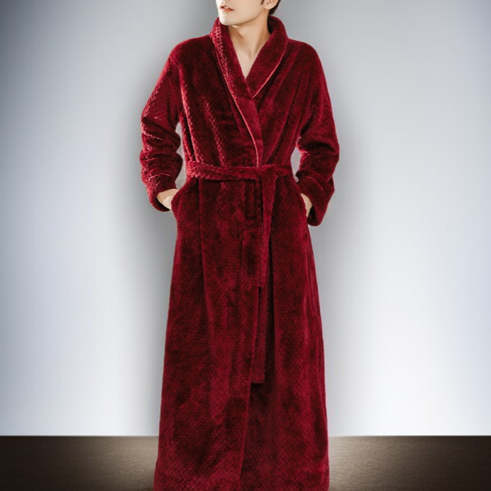 睡袍秋冬加長加絨加厚