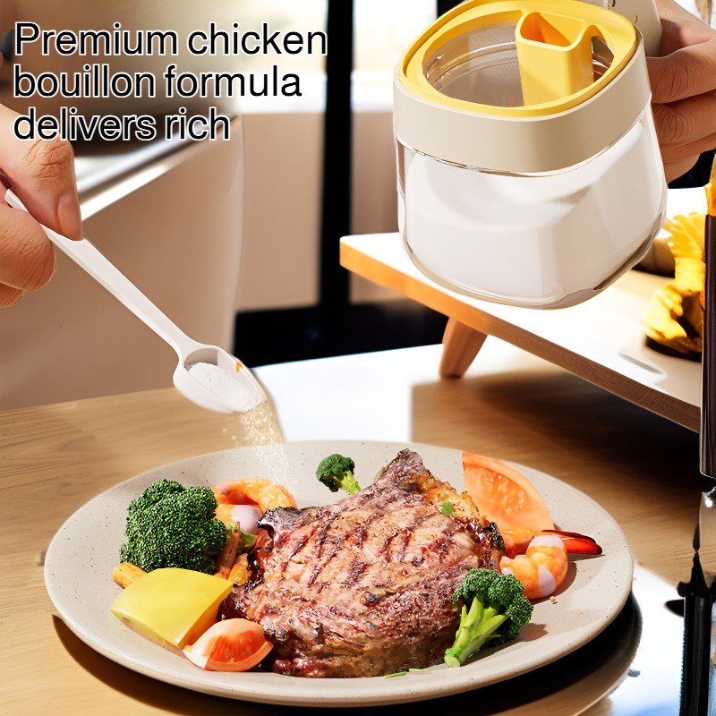 Press-type chicken bouillon seasoning can