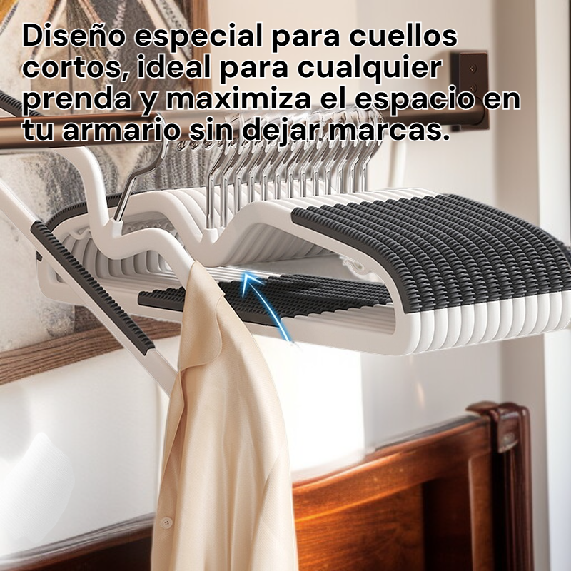 Set de 10 perchas compactas para ropa, antideslizantes y sin marcas, ahorra espacio