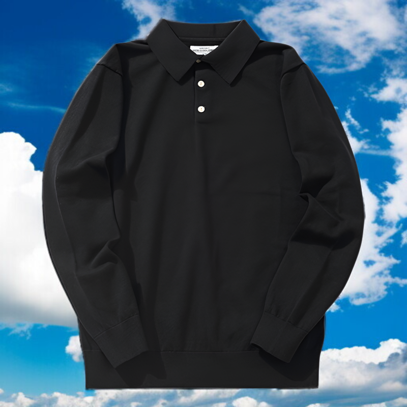 2025年冬新作 無地 プルオーバー 長袖 ポロシャツ 100%コットン 厚手 防寒 暖かい ラペル 長袖 Tシャツ ニット セーター 大きいサイズ